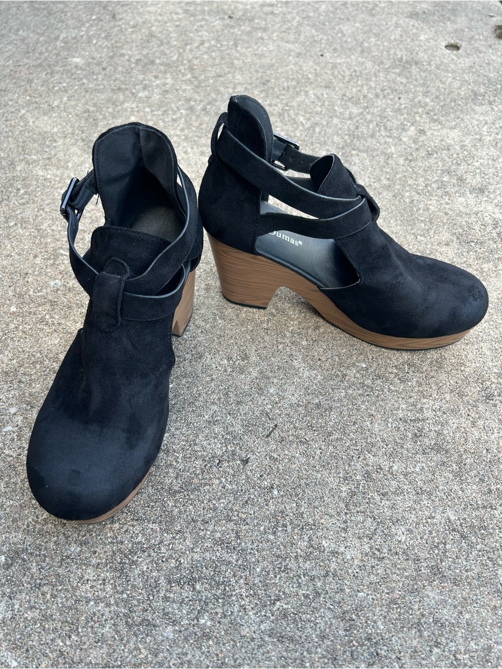 Pierre Dumas Black Suede Cut Out Clog, Boho Shoes Size 7